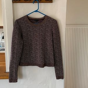 Theory purple/brown wool crew neck sweater size medium